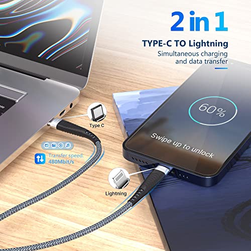 Aione USB-C to Lightning Charging Cable 2-Pack