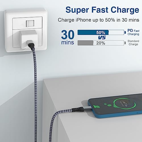 MFi Certified USB-C to Lightning Charger Cable 2-Pack