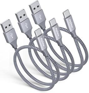 Short Nylon Braided USB-C Charger 3-Pack