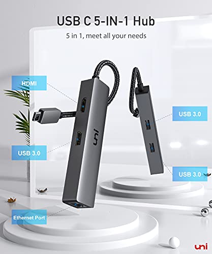 5-in-1 USB-C Hub with 4K HDMI and Ethernet