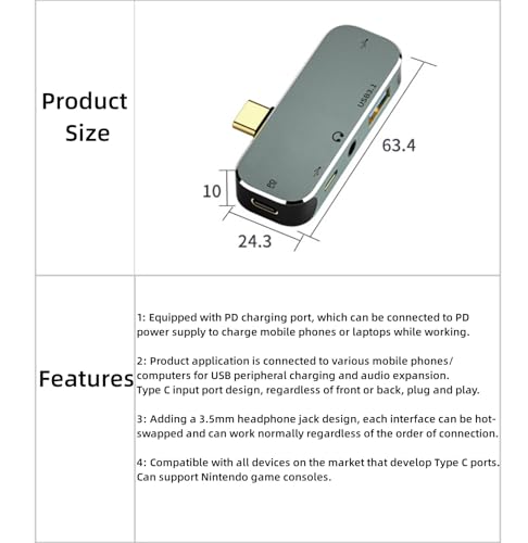 Leehitech 5-in-1 USB-C Hub Adapter