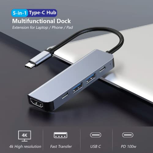 5-in-1 USB-C Hub with 4K HDMI and Power Delivery