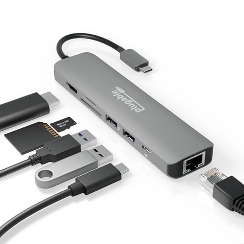 Plugable 7-in-1 USB-C Hub with Ethernet and 4K HDMI
