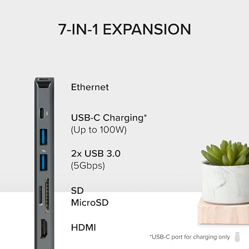 Plugable 7-in-1 USB-C Hub with Ethernet and 4K HDMI
