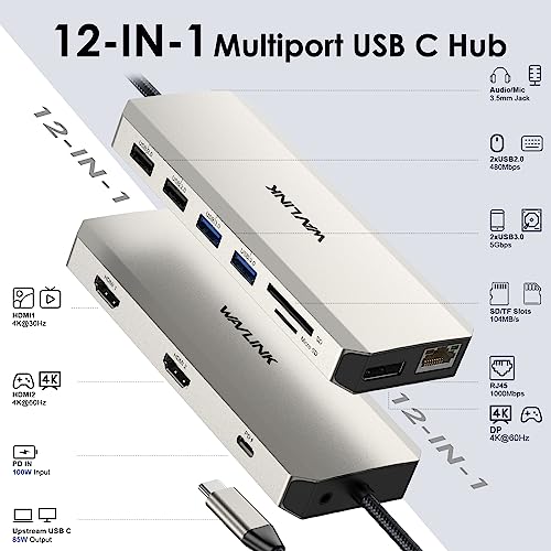 WAVLINK 12-in-1 USB-C Hub with Triple Display