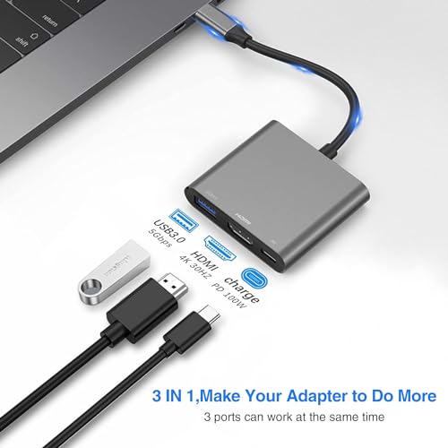 USB-C to HDMI Adapter with 100W PD Charging