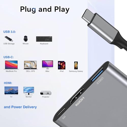 USB-C to HDMI Adapter with 100W PD Charging