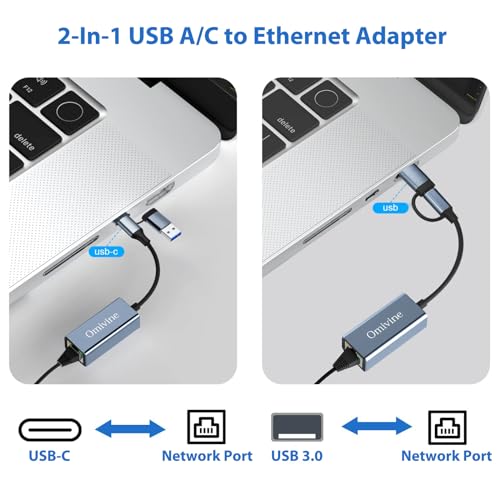 USB-C Ethernet Adapter, 1000 Mbps Gigabit LAN