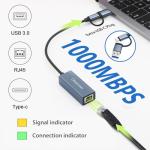USB-C Ethernet Adapter, 1000 Mbps Gigabit LAN