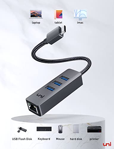 Uni USB-C Ethernet Hub Adapter with USB 3.0