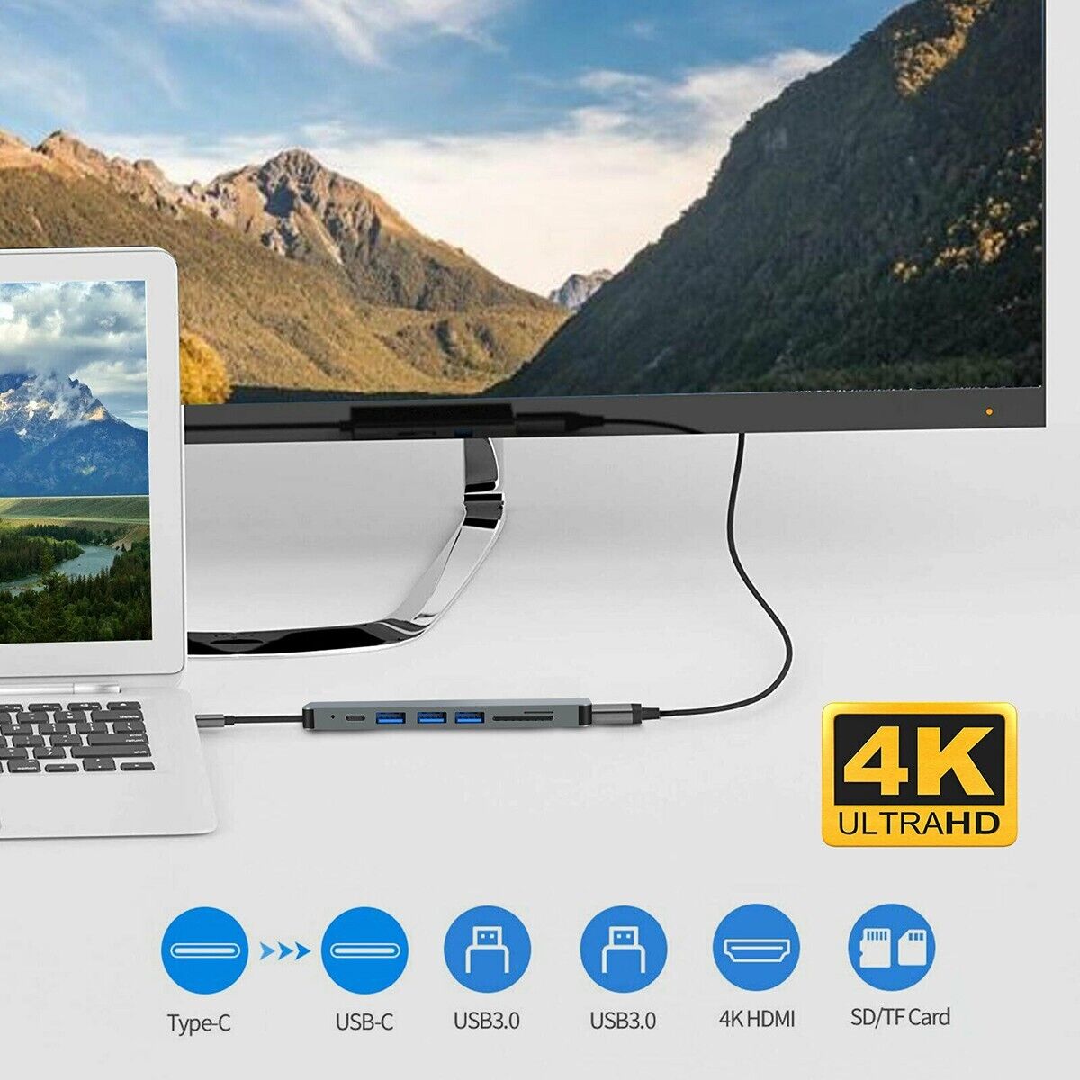 7-in-1 Type C USB-C Hub Adapter