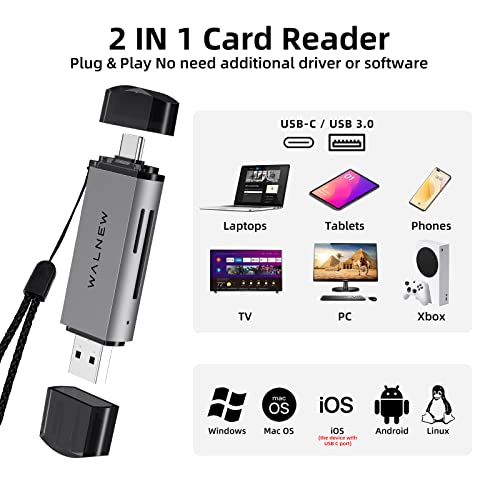 WALNEW USB-C SD/Micro-SD Card Reader Adapter