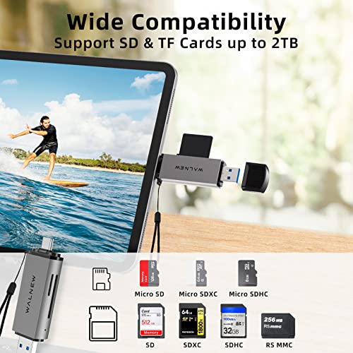 WALNEW USB-C SD/Micro-SD Card Reader Adapter