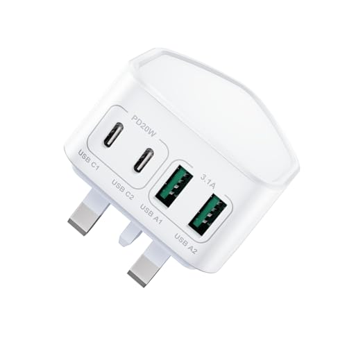 40W 4-Port USB-C Fast Charger UK Plug