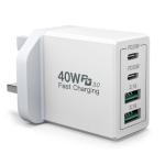 40W 4-Port USB-C Fast Charger Adapter UK