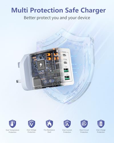 40W 4-Port USB-C Fast Charger Adapter UK