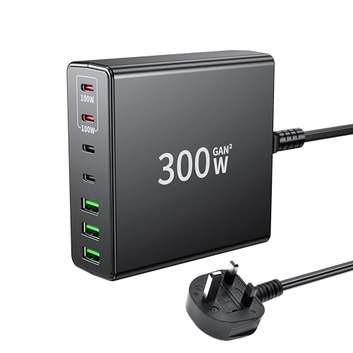 300W GaN USB-C 7-Port Fast Charger Brick