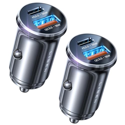 LISEN 2-Pack 12V USB-C Car Charger Adapter