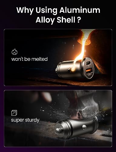 LISEN 2-Pack 12V USB-C Car Charger Adapter