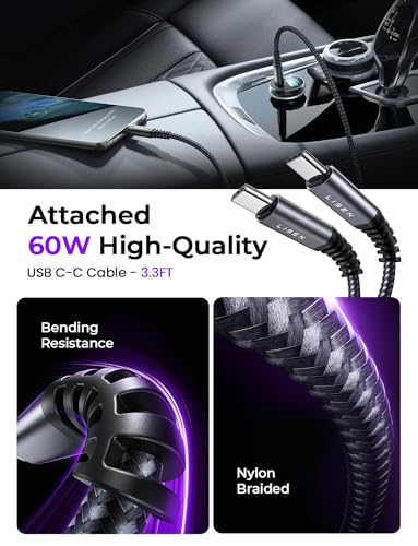 54W USB-C Car Charger with 3.3ft Cable