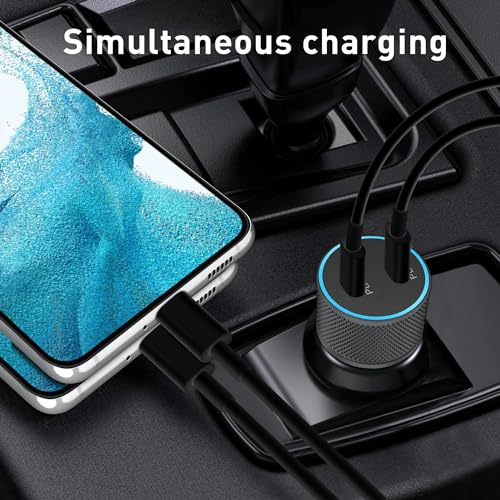 40W Dual USB-C Fast Car Charger & Cable
