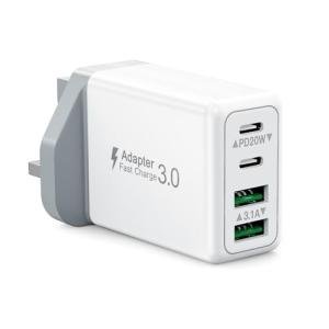 40W 4-Port USB-C Fast Charger Plug UK