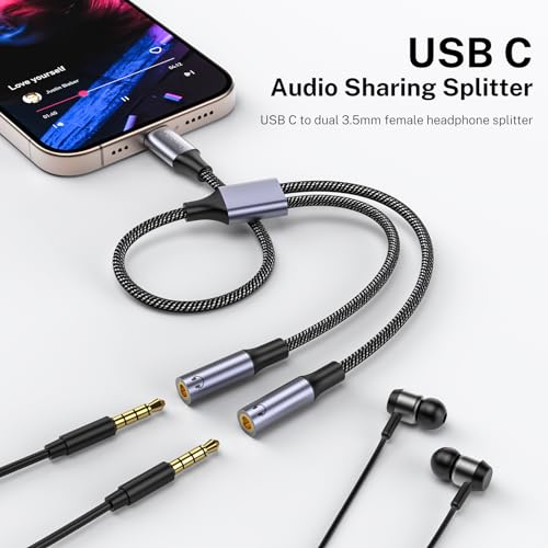 MOSWAG USB-C to 3.5mm Audio Headphone Splitter