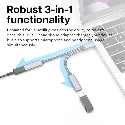 Dual USB-C Headphone and Charger Adapter 2-in-1