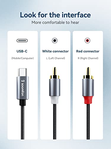 SOOMFON USB-C to RCA Audio Cable 2M