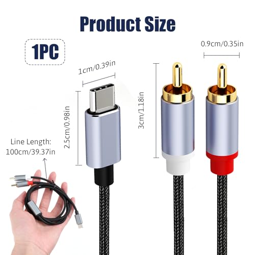 USB-C to Dual RCA Audio Cable - Black