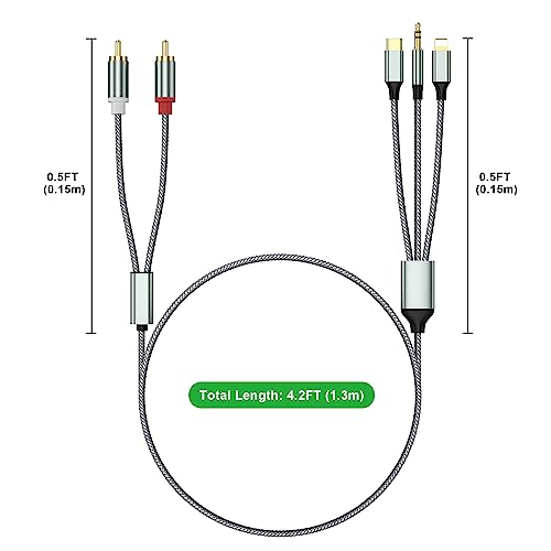 USB-C to RCA Audio Adapter Cable, 3 in 1
