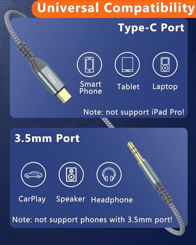 USB-C to 3.5mm Audio Jack Cable 1.2M