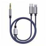 Braided USB-C & Lightning Aux Cable for Car