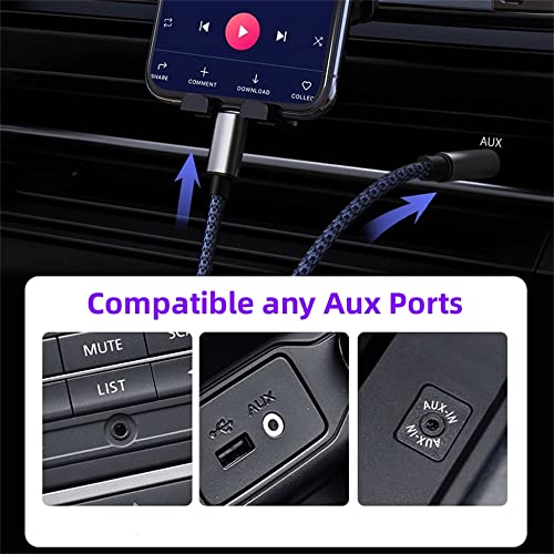 Braided USB-C & Lightning Aux Cable for Car