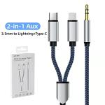 Braided USB-C & Lightning Aux Cable for Car