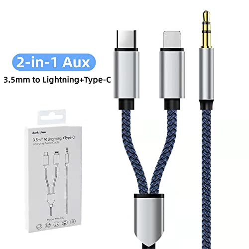 Braided USB-C & Lightning Aux Cable for Car