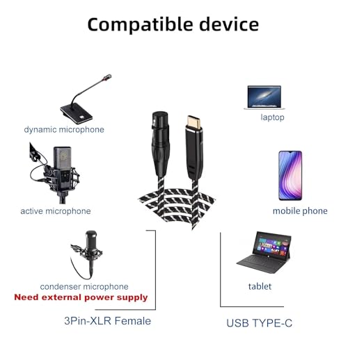 6.6FT USB-C to XLR Microphone Audio Cable