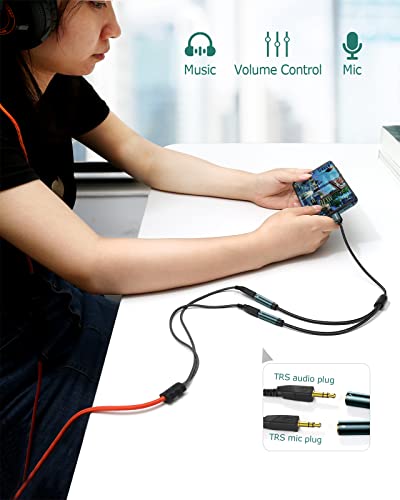 USB-C to 2 TRS Headphone Mic Splitter Adapter