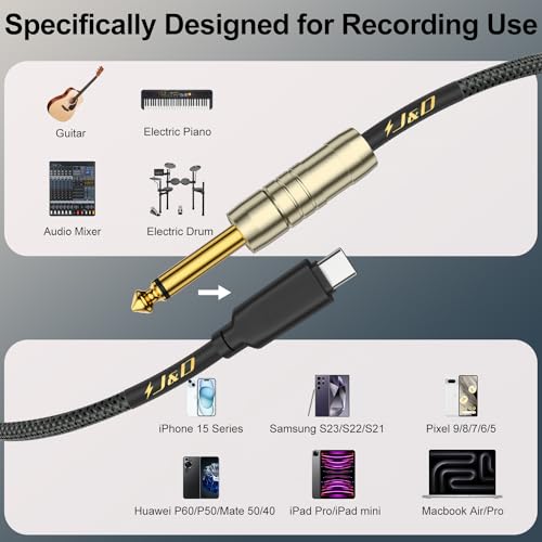 USB-C to 6.35mm Guitar Audio Cable, 2m