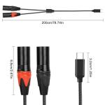 USB-C to Dual XLR Microphone Cable 2M
