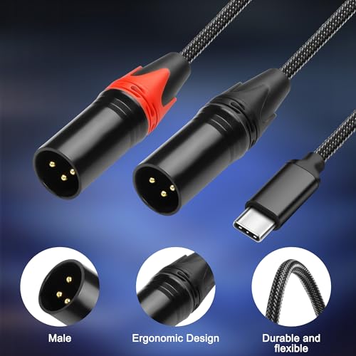USB-C to Dual XLR Microphone Cable 2M