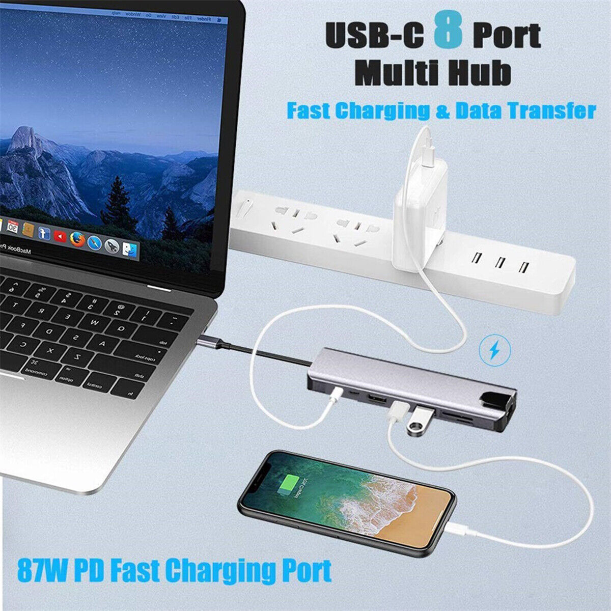 8-in-1 USB-C Hub for Macbook Pro/Air