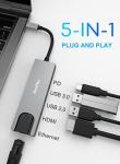 RealPlus 5-in-1 USB-C Hub for MacBook Pro, Chromebook, Pad