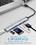 Slim 5-port USB-C hub with card reader