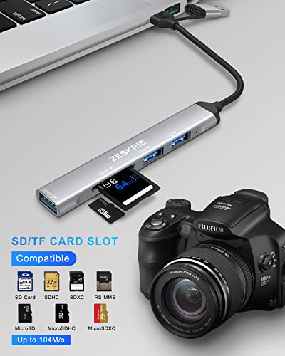 Slim 5-port USB-C hub with card reader