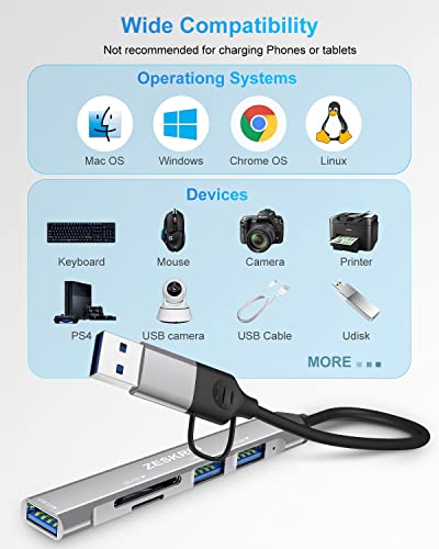 Slim 5-port USB-C hub with card reader