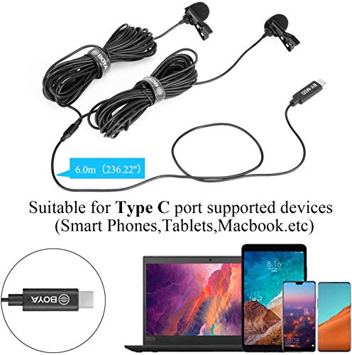 BOYA BY-M3D Dual-Head USB-C Lavalier Microphones