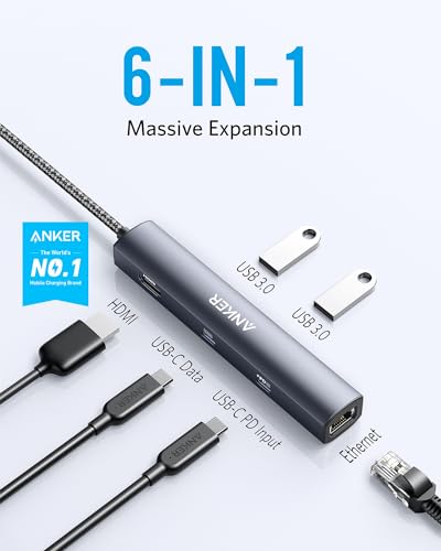 Anker 6-in-1 USB C Hub with Ethernet and PD