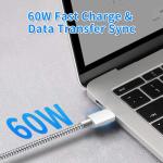 60W Fast Charging Braided USB-C Charger Cable