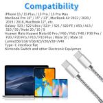 60W Fast Charging Braided USB-C Charger Cable